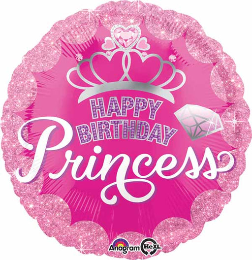 PRINCESS CROWN & GEM HBD 18" RND S40 PKG