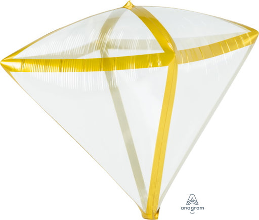 17" Clear Gold Trim Diamondz Foil Balloon