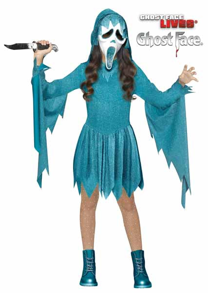 Pastel Teal Ghost Face Child Costume, Medium 8/10
