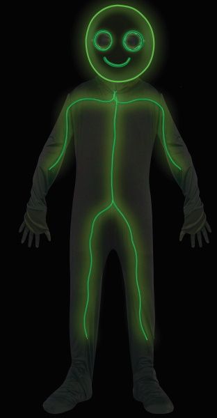 Boys' Light-Up Stick Figure Costume, Size 8-10