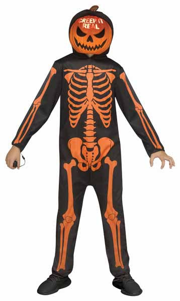 Child Pumpkin Costume with Light Reveal Mask, Medium 8/10