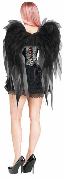 Black Fabric Feather-Look Costume Wings