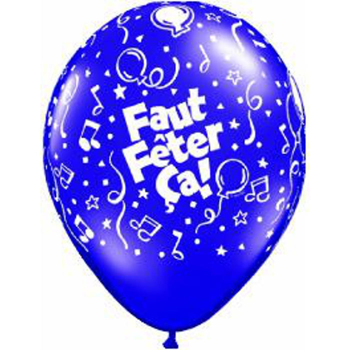 "Faut Feter Ca" 11" Latex Balloons - 50 Count