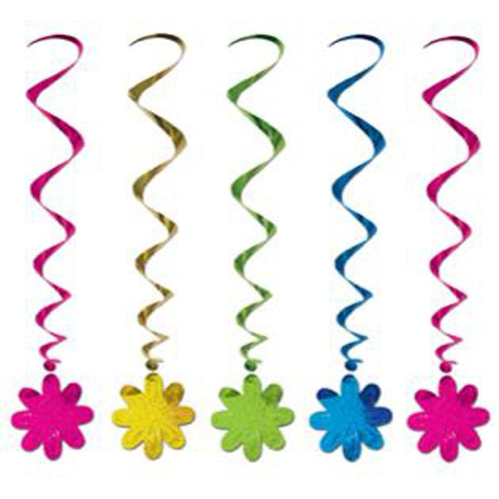Flower Whirls 5/Pkg - 40" Assorted Colors