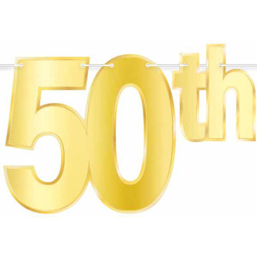 Radiant Foil 50th Birthday Gold Streamer Glittering Decor for a Milestone Celebration (1/Pk)