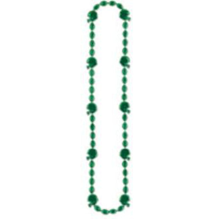 "Football Beads Green - 36" Necklace (1/Card)"