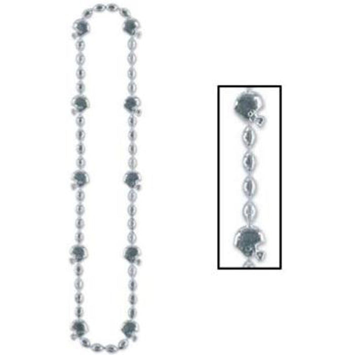 "Football Beads Silver - 36'' Necklace (1/Card)"