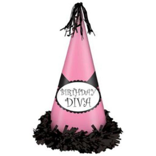 Diva Delight Fringed Foil Birthday Party Hat (3/Pk)