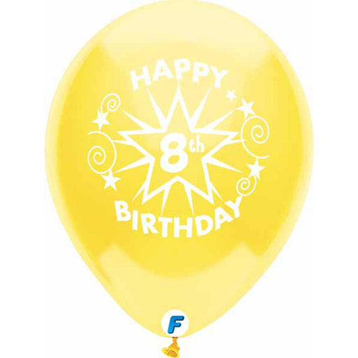 Funsational 8th Birthday Star Balloons (8/Pk)