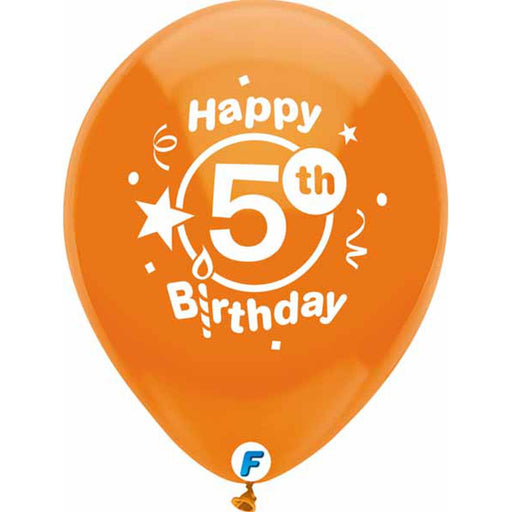 Funsational 12" Happy 5th Birthday Latex Balloons (8/Pk)