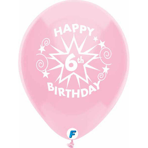 Funsational Happy 6th Birthday Stars Latex Balloons (8/Pk)