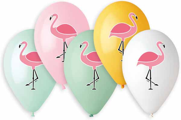 Gemar 13-Inch Colourful Flamingo Latex Balloons, 50 Count