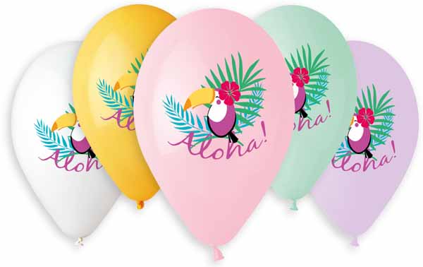 Gemar Aloha Toucan 13-Inch Latex Balloons, 50-Pack