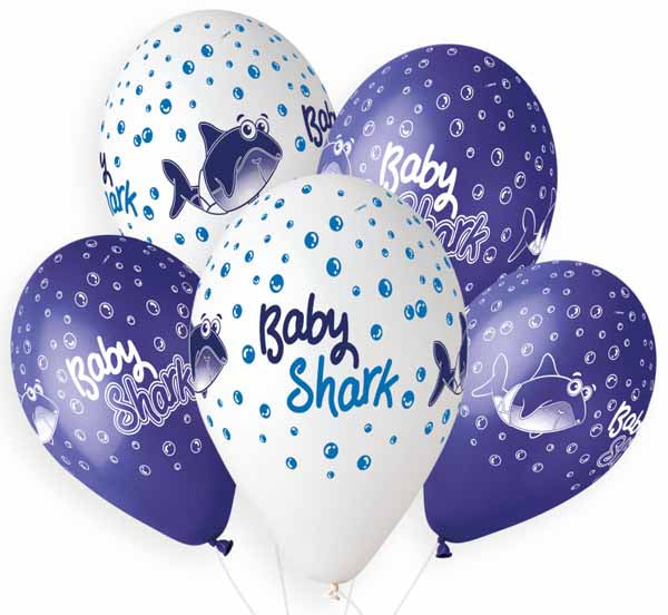 Gemar Baby Shark 13-Inch Latex Balloons, 50 Count