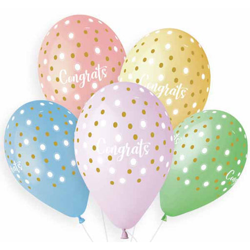Gemar 13" Congrats Golden Dots Balloons - 50/Bag