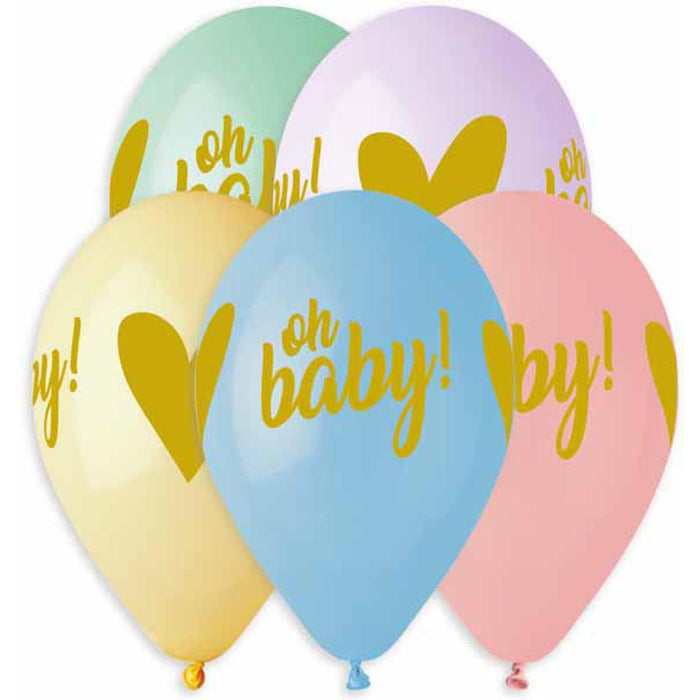 Gemar 13" Oh Baby Printed Balloons - 50/Bag