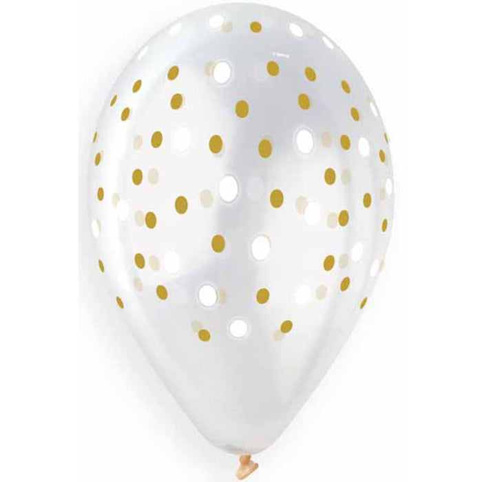 Gemar Golden Dot S Balloons - 13" Clear Latex (50/Bag)