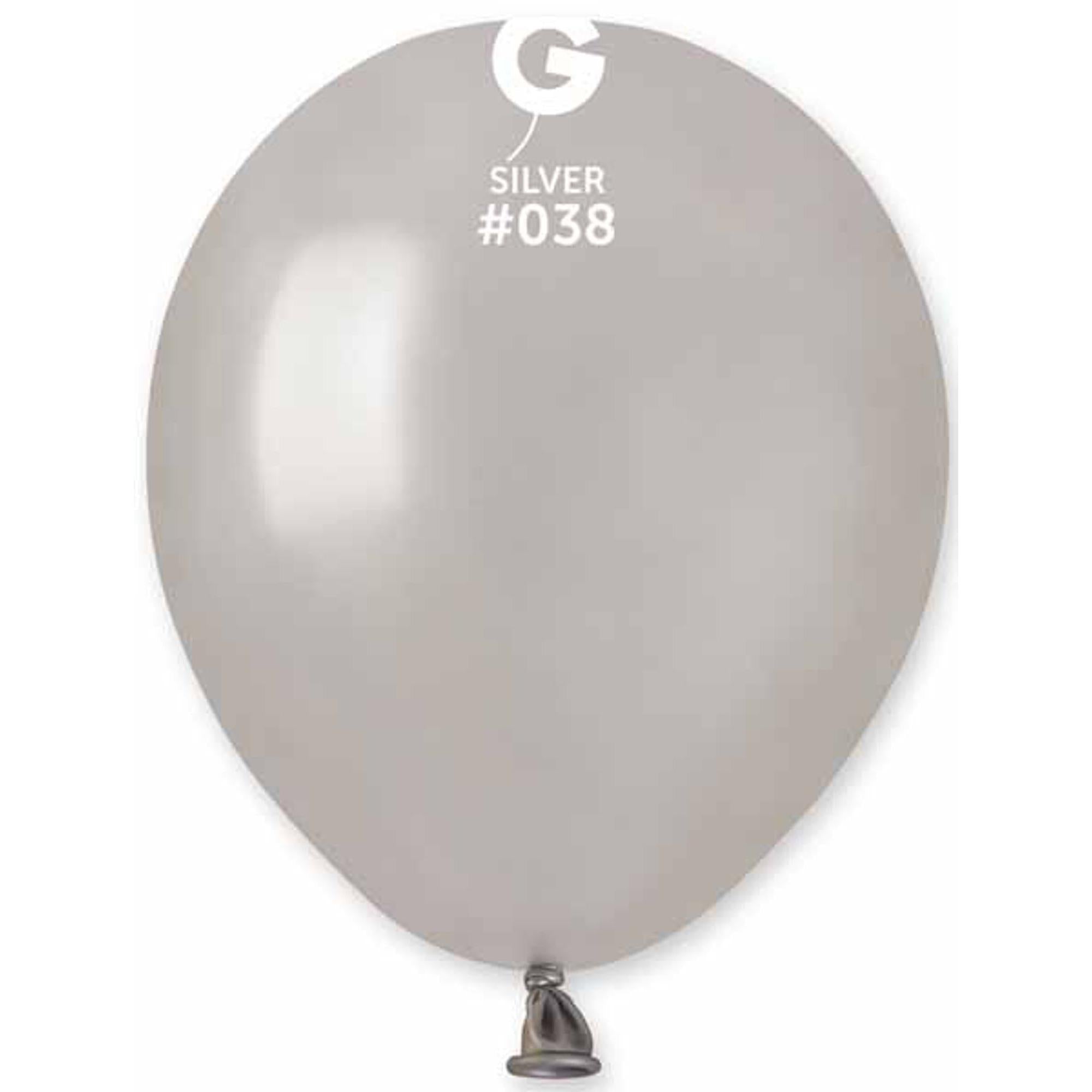 100 Gemar Metallic Silver Balloons 5 inch