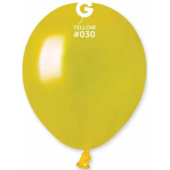 Gemar Metallic Yellow 5" Balloons (#030) - 100 Pack