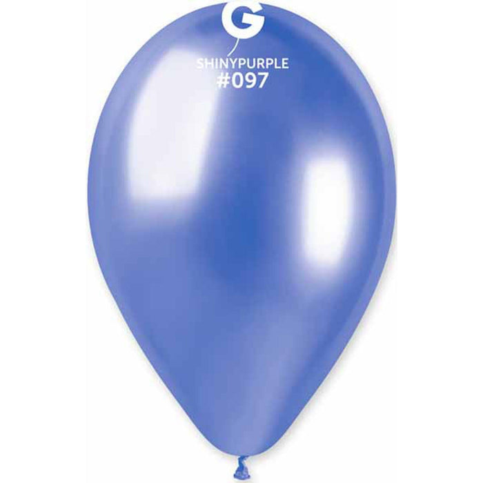 Gemar Shiny Purple Latex Balloons 13" Diameter, Pack Of 25 (#097)