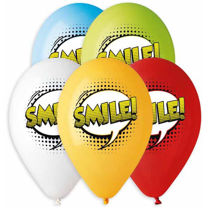 Gemar Smile Balloons - 13" Assorted Colors (50/Bag)