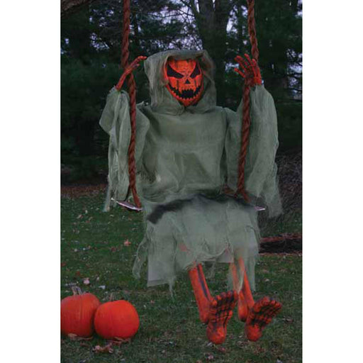 "Get Spooked By The 36" Swinging Dead Pumpkin"