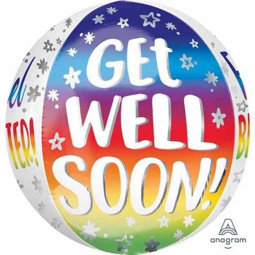 Get Well Soon Rainbow Orbz Balloon (16" XL) - G20 Package