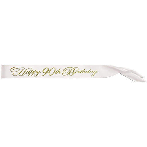 Golden Jubilee Glitter Celebrate a Milestone with our Glittered Happy 90th Birthday Satin Sash (1/Pk)