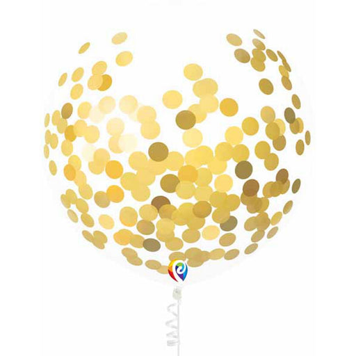 "Gold Confetti Balloons - 3 Pack With Ribbon - 17 Inch"