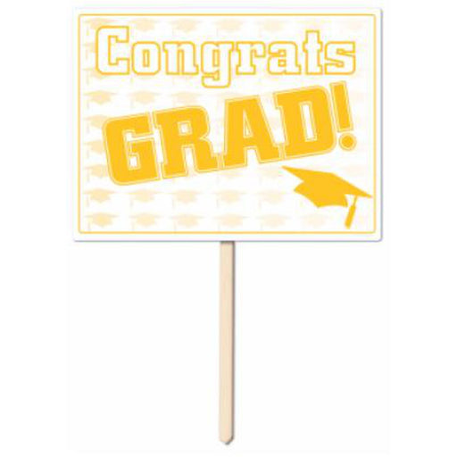 Gold Congrats Grad Yard Sign (11"X15")