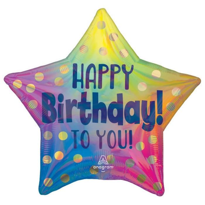 Golden Elegance 18" Happy Birthday to You Holographic Balloon (5/Pk)