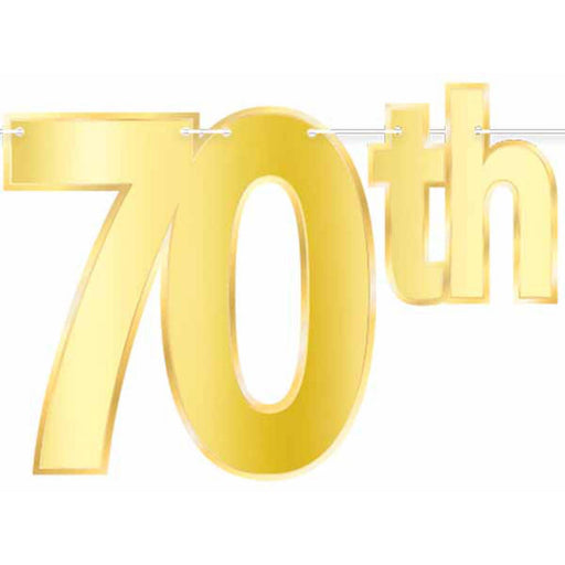 Radiant Foil Happy "70th" Birthday Streamer Glittering Decor for Milestone Celebrations (1/Pk)