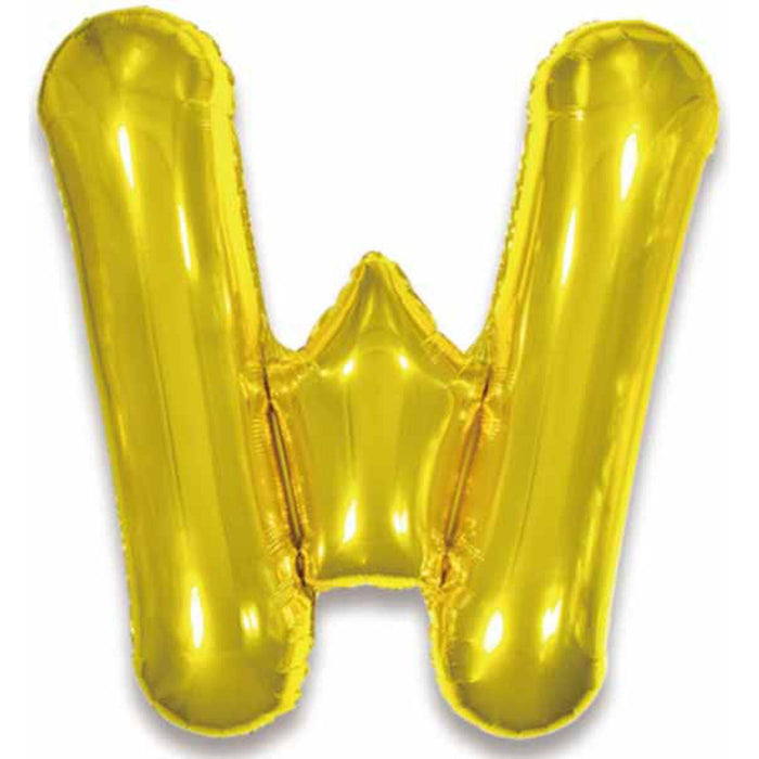 Gold Foil Letter W Balloon - 34" Pkgd