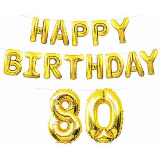 Radiant Happy Birthday "80" Balloon Streamer Luxurious Decor for Milestone Celebrations (1/Pk)