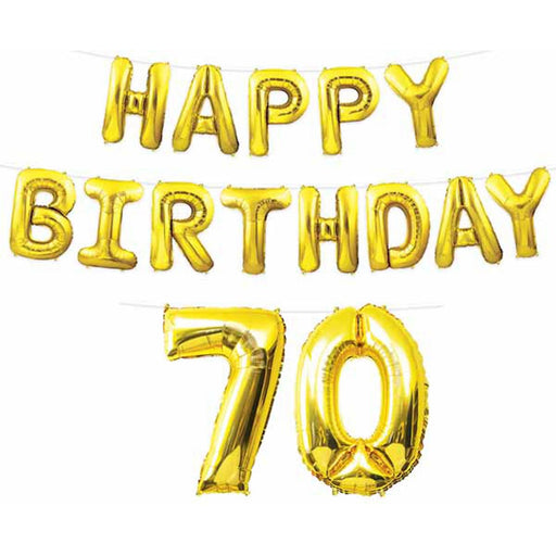 Gold Happy Birthday 70 Streamer.