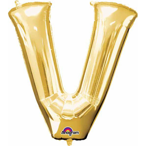 Gold Letter V Shape Balloon Pack