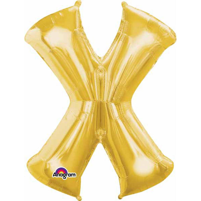 Gold Letter X Shape - 16 Inch Height - Package L16.