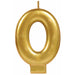 Number 0 Gold Metallic Candle (12/Pk)