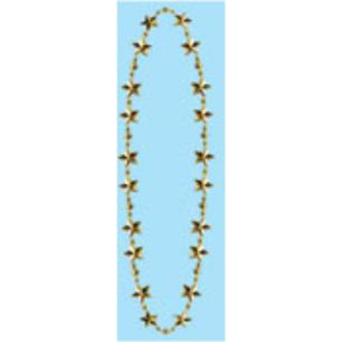 Gold Star Beads Necklace - 33 Inches - 1 Card.