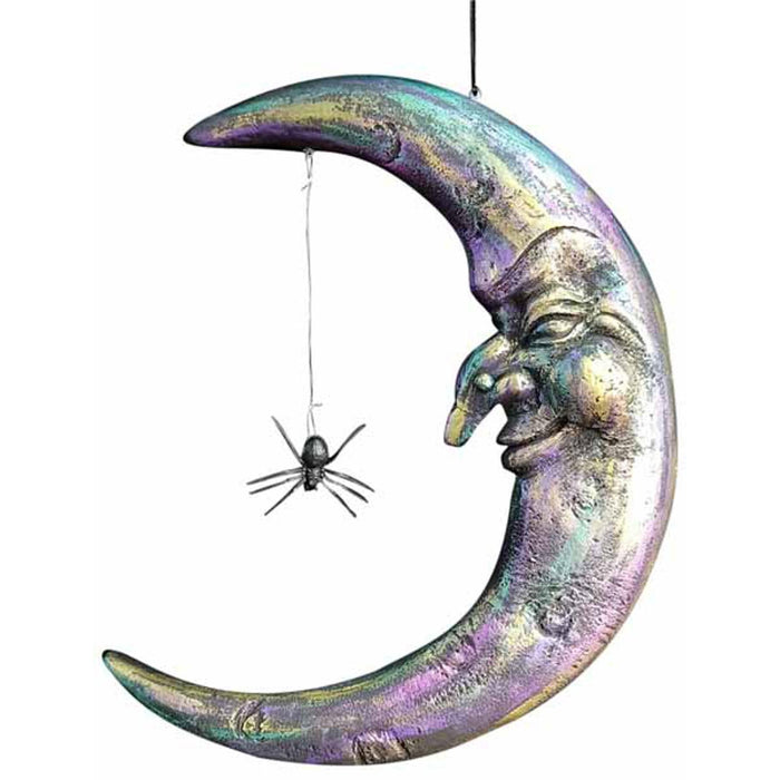 Hanging Moon With Spider Decoration.