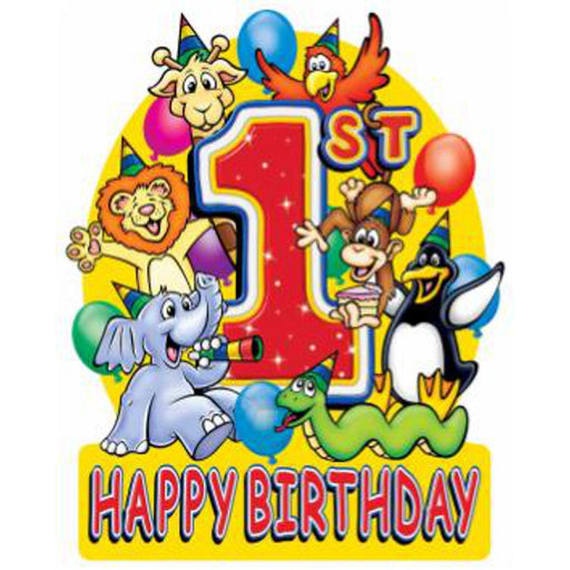 Happy 1st Birthday Sign Colorful Celebration Banner (3/Pk)