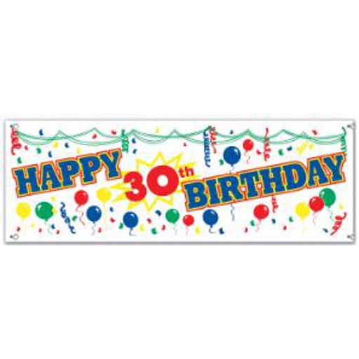 Joyful Happy "30th" Birthday Sign Banner Colorful Decoration for Milestone Celebrations (1/Pk)