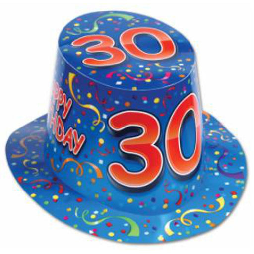 Celebrate Thirty in Style Happy 30 Birthday Hi-Hat in Blue (3/Pk)