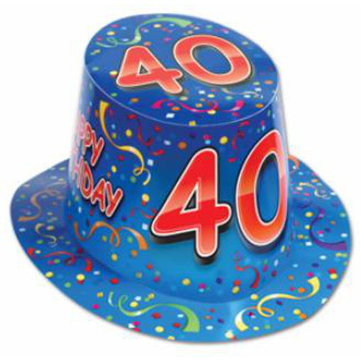 "Happy 40Th Birthday Hi Hat Blue"