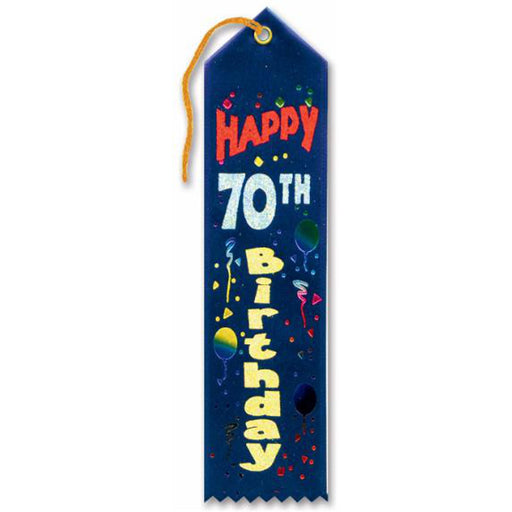 Happy 70th Birthday Award Ribbon in Navy Blue (18Cs/Pk)