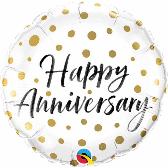 Happy Anniversary Gold Dots Balloon Package