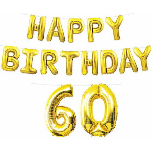 Gleaming Happy Birthday "60" Balloon Streamer Regal Decor for Milestone Celebrations (1/Pk)
