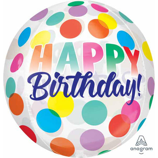 Happy Birthday Big Dots Orbz Balloon – 16" Xl