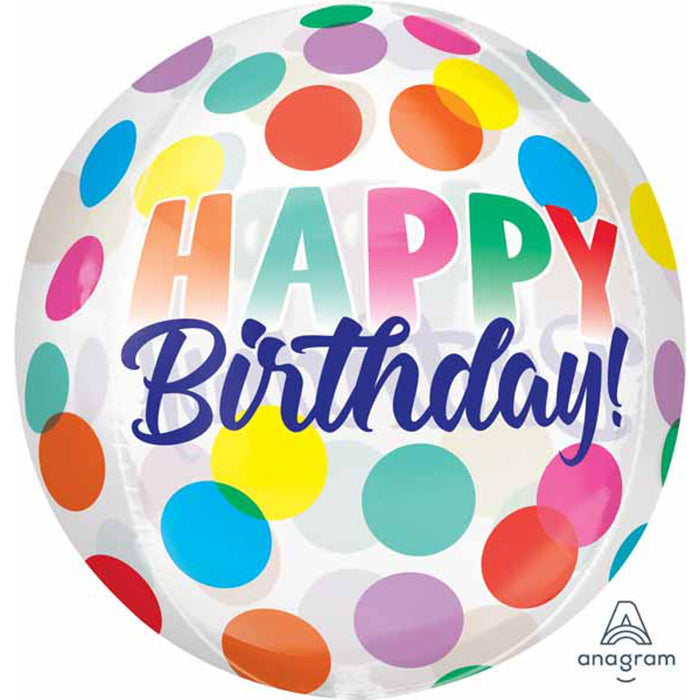 Happy Birthday Big Dots Orbz Balloon – 16" Xl