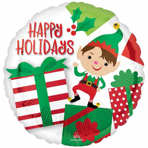 Happy Holidays Elf Balloon - 18" Round
